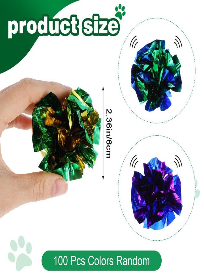 Tobeelec 100 Pcs PVC Crinkle Balls Cat Toys 2.36" Interactive Crinkle Ball, Colorful Balls Chew Toy for Cat Chase Ball Toys Attract Cats for Indoor Cats and Kittens to Keep Fit and Active(Colors Random) - Image 2